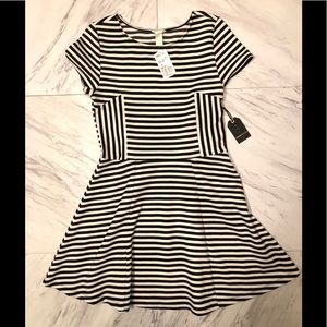 Black and Cream Forever 21 Striped Dress